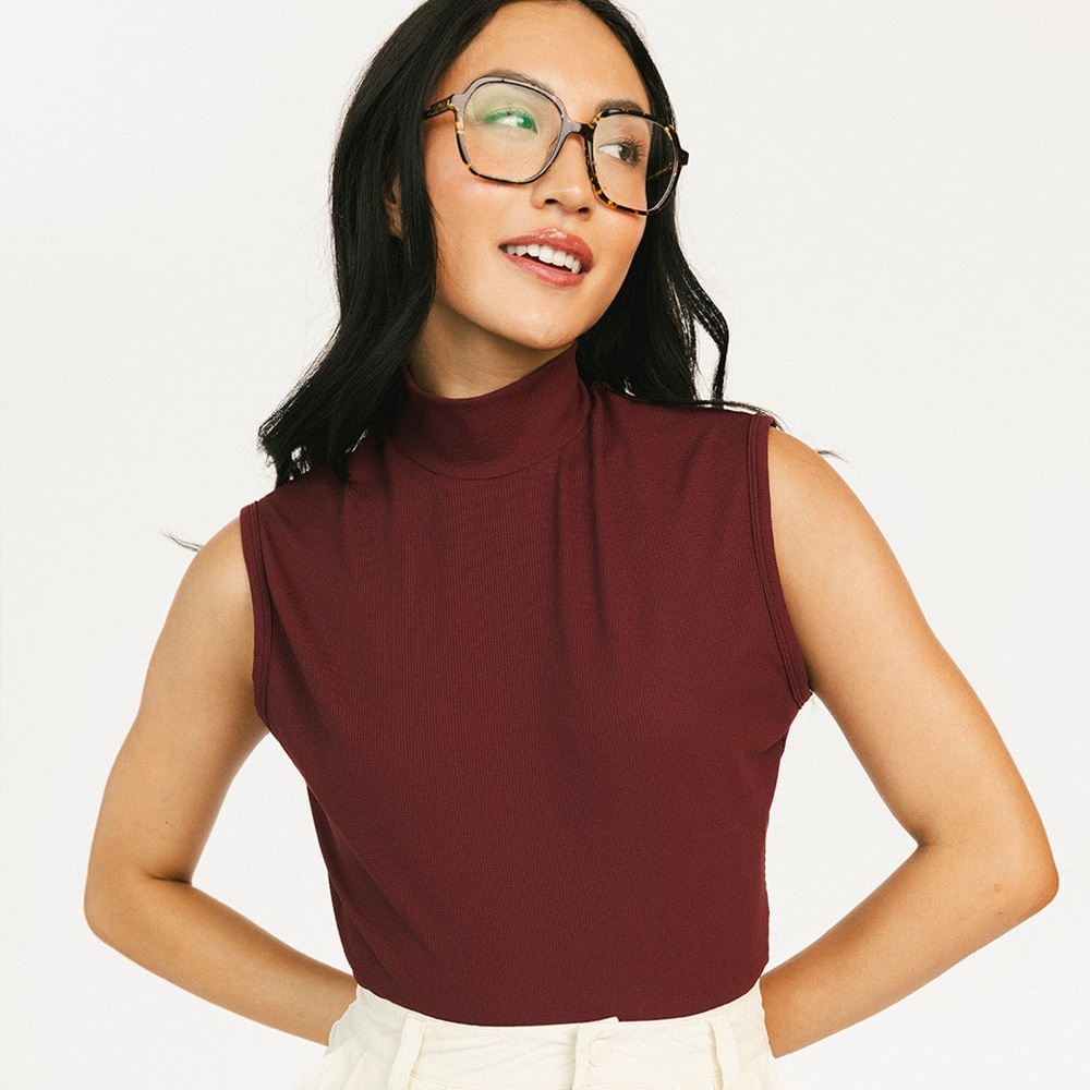 FORE ALL Manhattan Mock Neck Merlot size XS